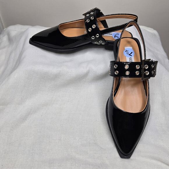 NWOT Steve Madden Black Patent Leather Women's Flat Slingbacks Size 7.5 - Picture 6 of 9